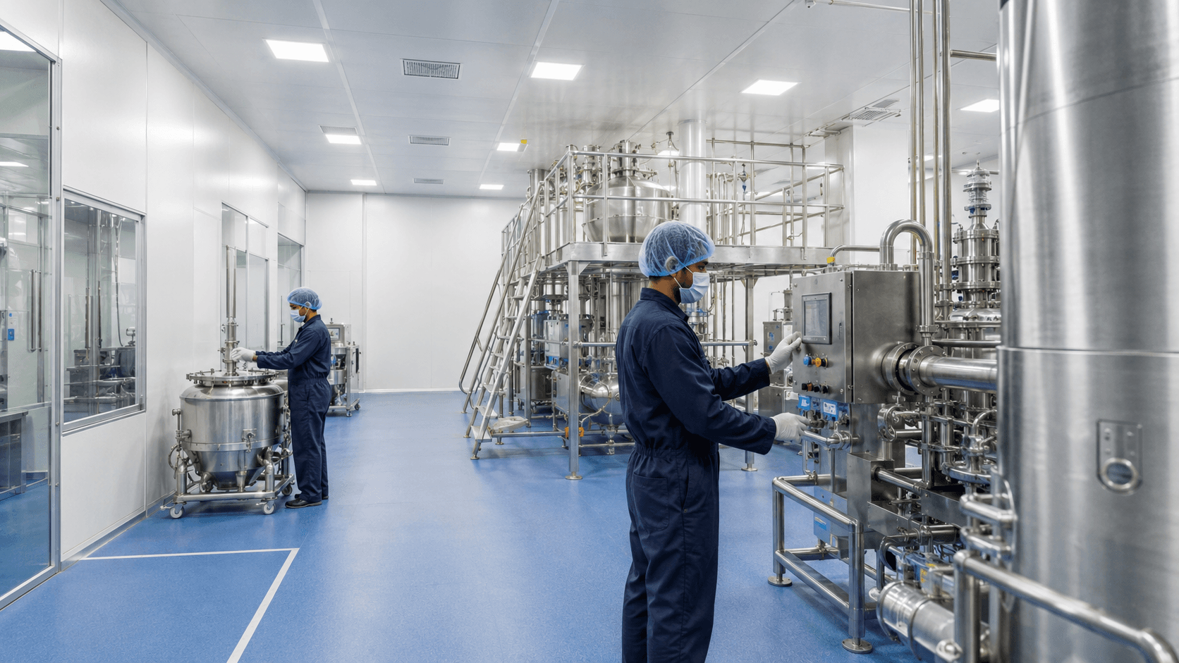 Pharmaceutical manufacturing environment.